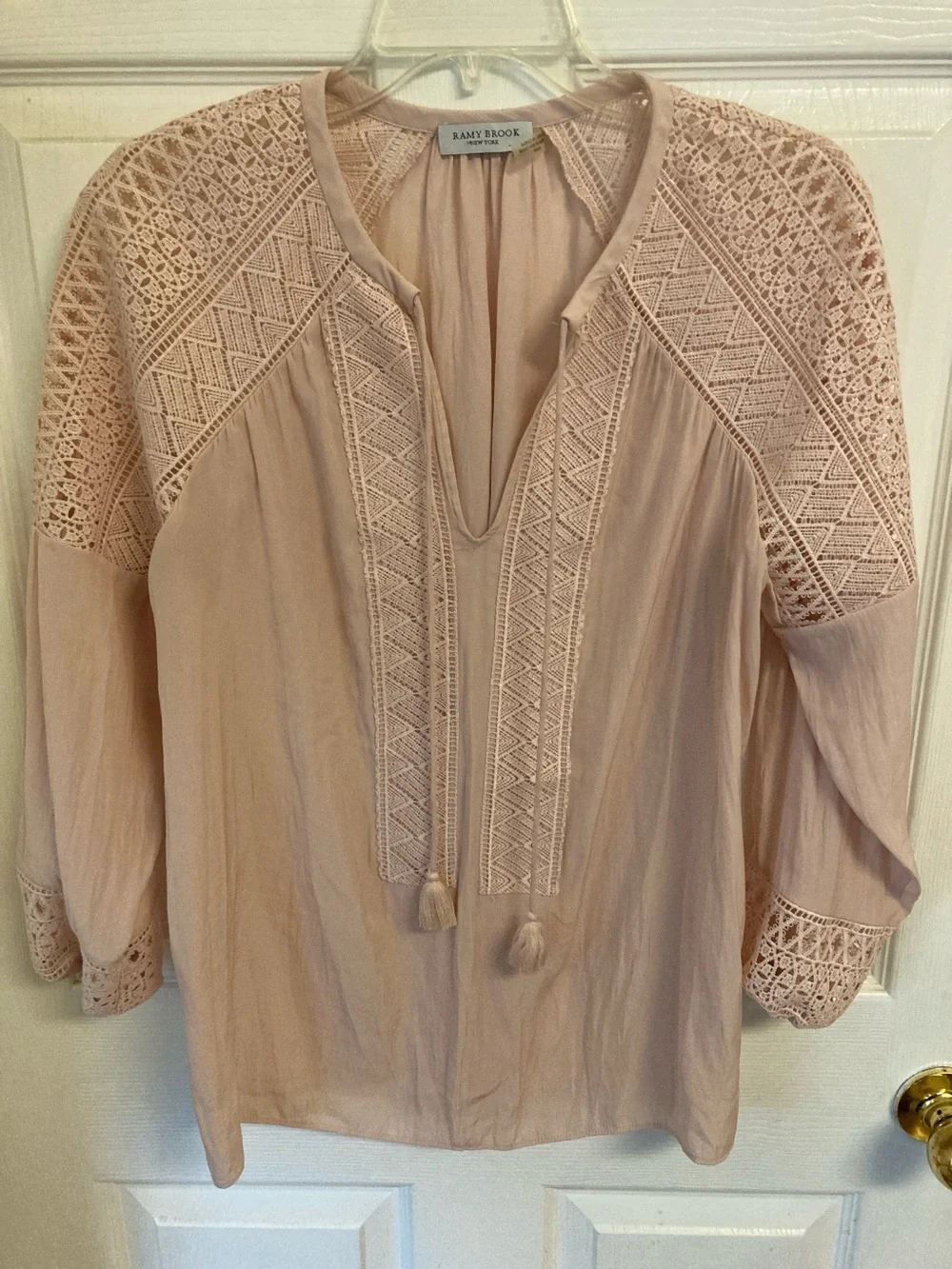 Ramy Brook Blush Crochet-Inset Peasant Tunic - Picture 1 of 11